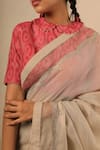 Shop_Torani_Pink Ikat Saree Blouse_at_Aza_Fashions