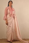 Torani_Pink Cotton Silk Ikat Saree_Online_at_Aza_Fashions