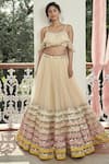 Buy_Abhinav Mishra_Peach Raw Silk Embroidered Lehenga Set_at_Aza_Fashions