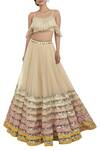 Abhinav Mishra_Peach Raw Silk Embroidered Lehenga Set_Online_at_Aza_Fashions