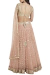 Shop_Abhinav Mishra_Peach Raw Silk U Neckline Embroidered Lehenga Set _at_Aza_Fashions