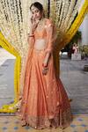 Buy_Abhinav Mishra_Orange Raw Silk Embroidered Lehenga Set_at_Aza_Fashions