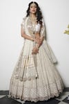 Buy_Abhinav Mishra_Off White Raw Silk U Neckline Chanderi Lehenga Set _at_Aza_Fashions