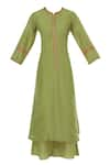 Buy_Manasi Sengupta_Green Maslin Silk Band Collar Textured Kurta Palazzo Set  _Online_at_Aza_Fashions