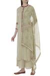 Buy_Manasi Sengupta_Beige Cotton Maslin Band Collar Embroidered Kurta Palazzo Set  _at_Aza_Fashions