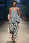 Buy_Payal Pratap_White Linen Checkered Pants  _at_Aza_Fashions