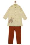 Tiber Taber_Beige Cotton Kurta With Pants _Online_at_Aza_Fashions