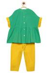 Buy_Tiber Taber_Yellow Cotton Ruffle Top With Pants _Online_at_Aza_Fashions