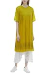 Buy_Urvashi Kaur_Yellow Organic Cotton Round Printed Tunic _at_Aza_Fashions