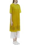 Urvashi Kaur_Yellow Organic Cotton Round Printed Tunic _Online_at_Aza_Fashions