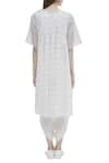 Shop_Urvashi Kaur_Grey Organic Cotton Round Checkered Kurta _at_Aza_Fashions