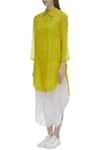 Urvashi Kaur_Yellow Organic Cotton Spread Collar Shirt Tunic _Online_at_Aza_Fashions