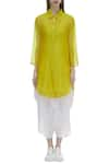 Buy_Urvashi Kaur_Yellow Organic Cotton Spread Collar Shirt Tunic _Online_at_Aza_Fashions