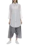 Buy_Urvashi Kaur_Off White Organic Cotton Spread Collar Shirt Tunic _at_Aza_Fashions