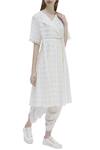 Buy_Urvashi Kaur_Grey Organic Cotton V Neck Overlap Tunic _at_Aza_Fashions