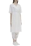 Urvashi Kaur_Grey Organic Cotton V Neck Overlap Tunic _Online_at_Aza_Fashions