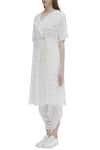 Buy_Urvashi Kaur_Grey Organic Cotton V Neck Overlap Tunic _Online_at_Aza_Fashions