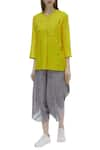 Buy_Urvashi Kaur_Yellow Organic Cotton Round Tunic  _at_Aza_Fashions