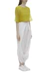 Urvashi Kaur_Yellow Organic Cotton Round Crop Top  _Online_at_Aza_Fashions