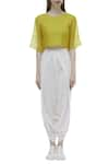 Shop_Urvashi Kaur_Yellow Organic Cotton Round Crop Top  _Online_at_Aza_Fashions