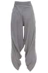 Urvashi Kaur_Grey Organic Cotton Draped Pants  _Online_at_Aza_Fashions