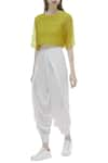 Buy_Urvashi Kaur_Off White Organic Cotton Draped Pants  _at_Aza_Fashions