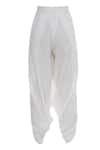 Urvashi Kaur_Off White Organic Cotton Draped Pants  _Online_at_Aza_Fashions