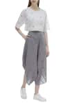 Buy_Urvashi Kaur_Grey Organic Cotton Draped Pants  _at_Aza_Fashions