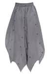 Shop_Urvashi Kaur_Grey Organic Cotton Draped Pants  _at_Aza_Fashions