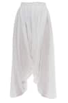 Shop_Urvashi Kaur_Off White Organic Cotton Draped Pants  _at_Aza_Fashions