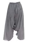 Shop_Urvashi Kaur_Grey Organic Cotton Draped Pants  _at_Aza_Fashions