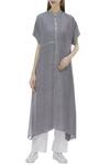 Buy Urvashi Kaur Gray Cotton Mandarin Collar Paneled Checkered Half Sleeve Kurta at Aza Fashions Buy_Urvashi Kaur_Gray Cotton Mandarin Collar Paneled Checkered Half Sleeve Kurta _at_Aza_Fashions