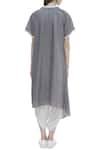 Shop_Urvashi Kaur_Grey Organic Cotton V-shaped Neckline Draped Kurta _at_Aza_Fashions