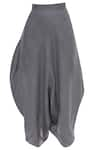 Urvashi Kaur_Grey Organic Cotton Draped Pants  _Online_at_Aza_Fashions