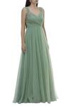 Vineti Bolaki_Green Tulle Pleated Gown_Online_at_Aza_Fashions