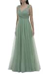 Buy_Vineti Bolaki_Green Tulle Pleated Gown_Online_at_Aza_Fashions