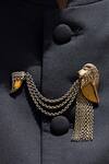 Cosa Nostraa_Gold Antique Lion Tassel Chain Brooch_Online_at_Aza_Fashions