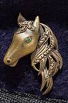 Shop_Cosa Nostraa_Gold Antique Horse Brooch_at_Aza_Fashions