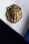 Shop_Cosa Nostraa_Gold Metal Antique Lion Head Cufflinks _at_Aza_Fashions