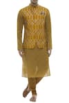 Buy_Vikram Phadnis_Yellow Bitcoin Embellished Nehru Jacket Set_at_Aza_Fashions