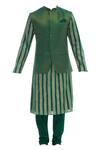 Vikram Phadnis Green Chanderi Kurta And Nehru Jacket Set Online at Aza Fashions Vikram Phadnis_Green Chanderi Kurta And Nehru Jacket Set_Online_at_Aza_Fashions
