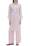 Buy_Himani Punatar_Pink Cotton Moss Paneled Straight Kurta_at_Aza_Fashions