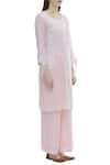 Himani Punatar_Pink Cotton Moss Paneled Straight Kurta_Online_at_Aza_Fashions