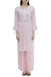 Shop_Himani Punatar_Pink Cotton Moss Paneled Straight Kurta_Online_at_Aza_Fashions