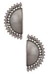 Buy_Motifs by Surabhi Didwania_Silver Plated Semi Circular Stud Earrings_at_Aza_Fashions