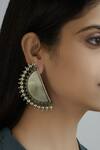 Shop_Motifs by Surabhi Didwania_Silver Plated Semi Circular Stud Earrings_at_Aza_Fashions