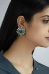 Buy_Motifs by Surabhi Didwania_Silver Plated Stone Floral Studs_at_Aza_Fashions