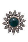 Motifs by Surabhi Didwania_Silver Plated Stone Floral Studs_Online_at_Aza_Fashions