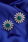 Buy_Motifs by Surabhi Didwania_Silver Plated Stone Floral Studs_Online_at_Aza_Fashions