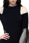 Buy_Swatee Singh_Black Crepe Blend Round Cold Shoulder Jumpsuit _Online_at_Aza_Fashions